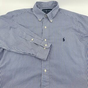 Ralph Lauren Classic Fit Mens 16 34/35 L Shirt Blue White Striped Button Down